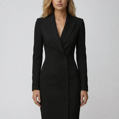 Veloura - Tailored Blazer-Collar Midi Dress