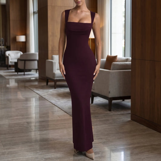 Velourne | Square Neck Bodycon Maxi Dress