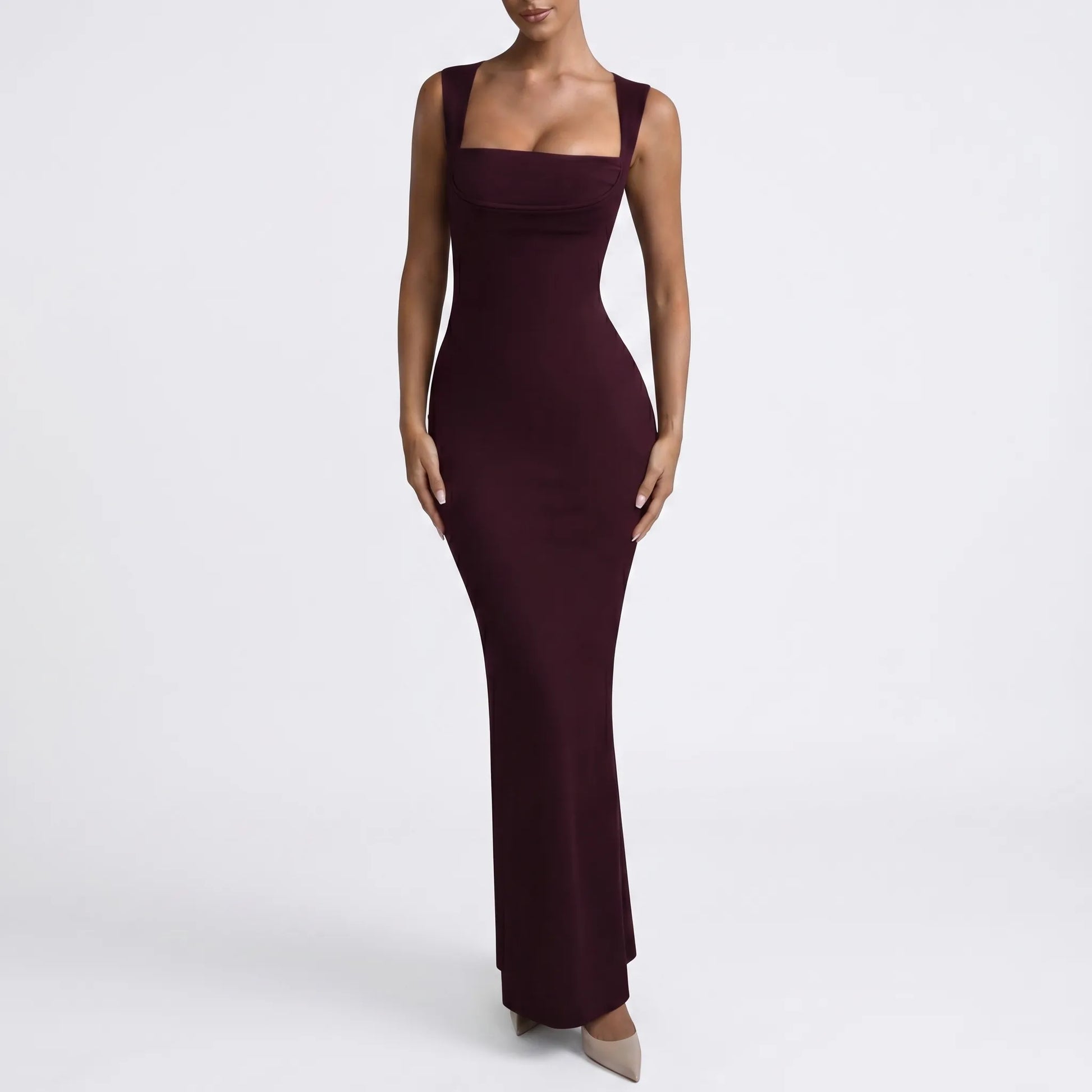 Velourne | Square Neck Bodycon Maxi Dress