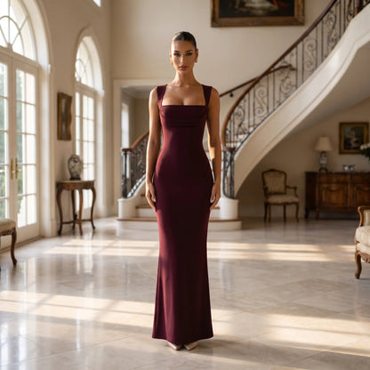 Velourne | Square Neck Bodycon Maxi Dress