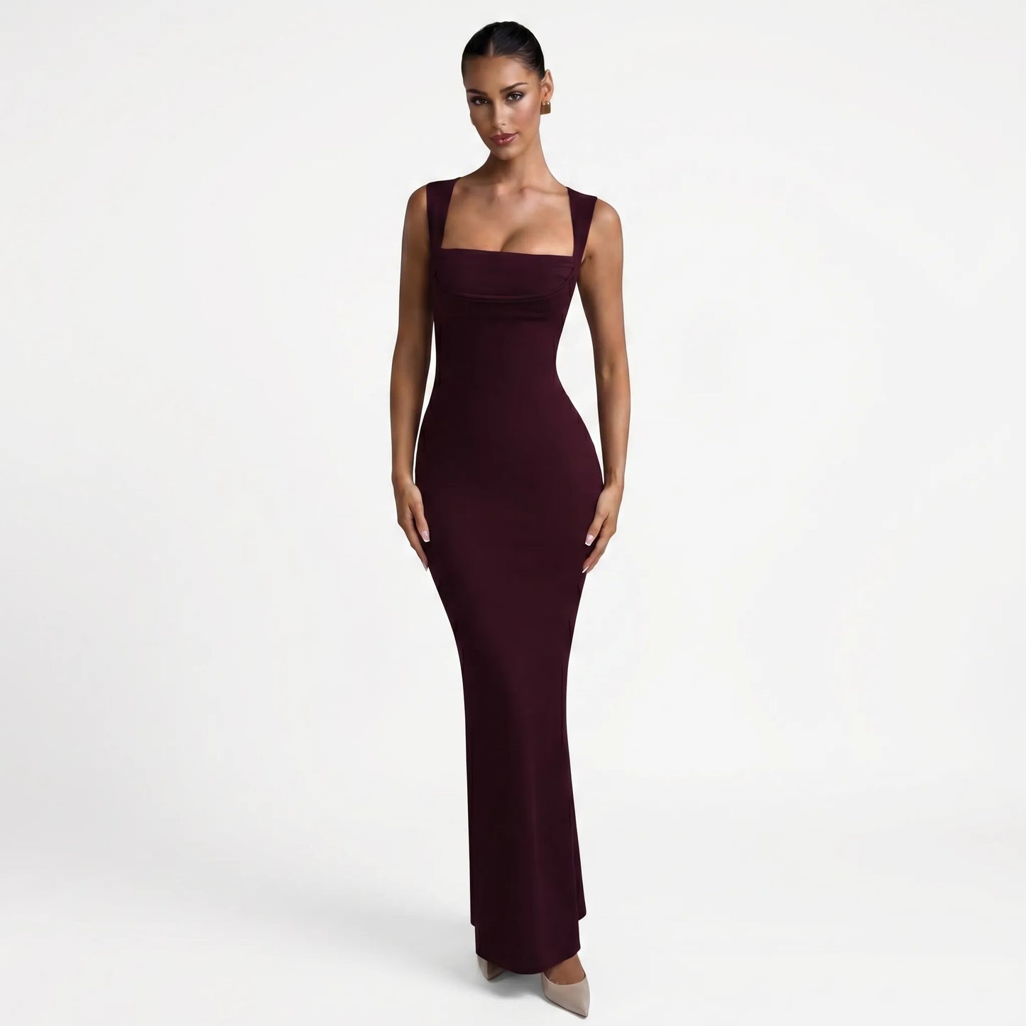 Velourne | Square Neck Bodycon Maxi Dress