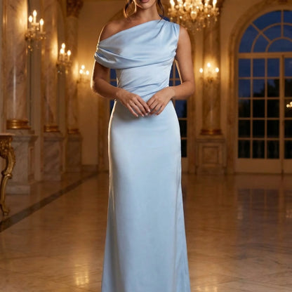 Velourra - One-Shoulder Maxi Sheath Dress