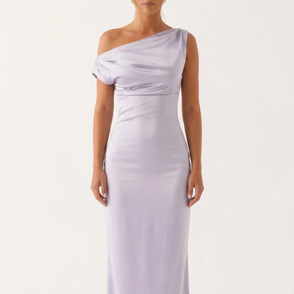 Velourra - One-Shoulder Maxi Sheath Dress