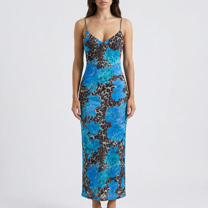 Velourxa - Slim Fit V-Neck Maxi Slip Dress