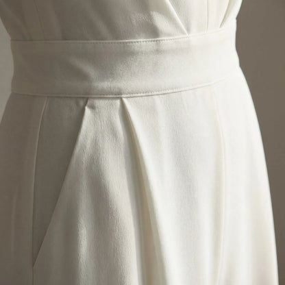 Velouxa - Wide-Leg Deep V-Neck Jumpsuit