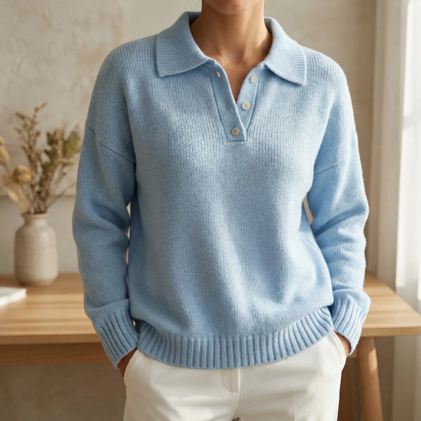 Velrino | Long-Sleeve Knit Polo Jumper