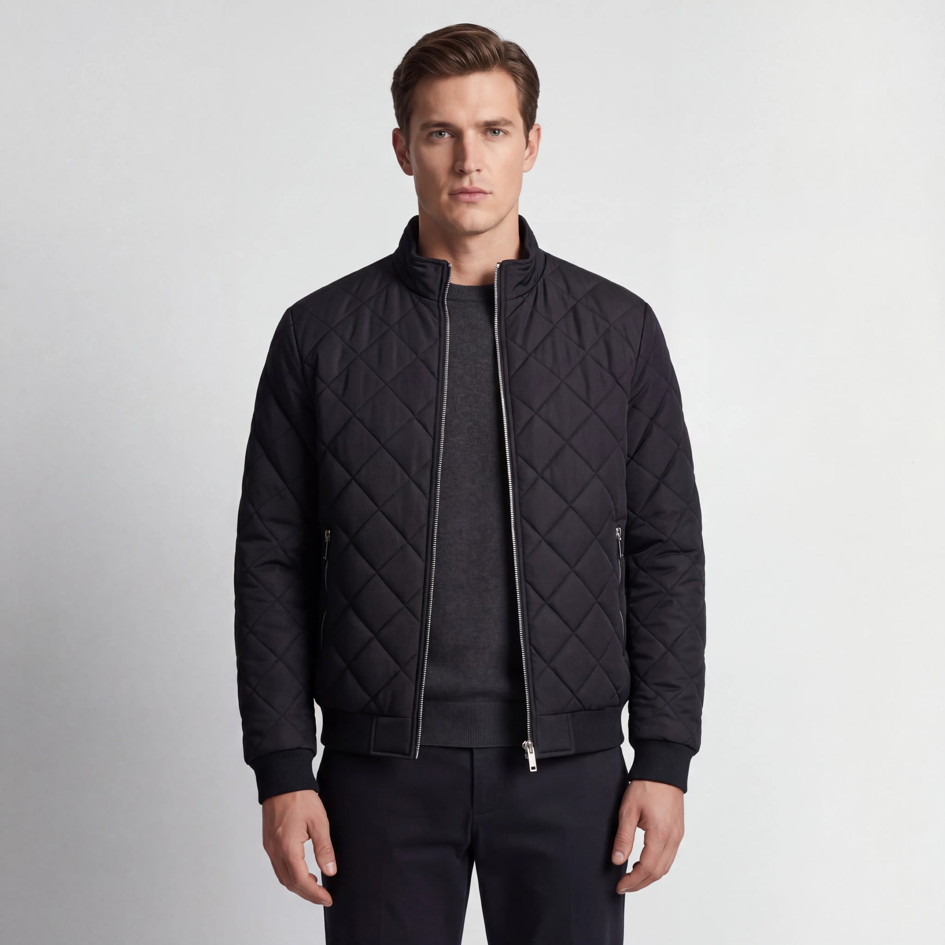 Velthorpe - Quilted Diamond-Pattern Bomber Jacket