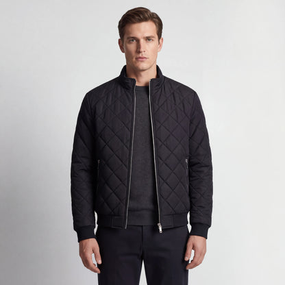 Velthorpe - Quilted Diamond-Pattern Bomber Jacket