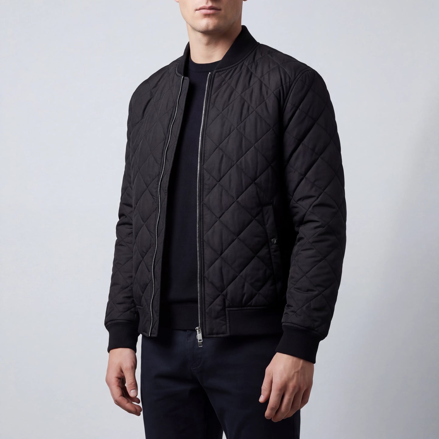Velthorpe - Quilted Diamond-Pattern Bomber Jacket