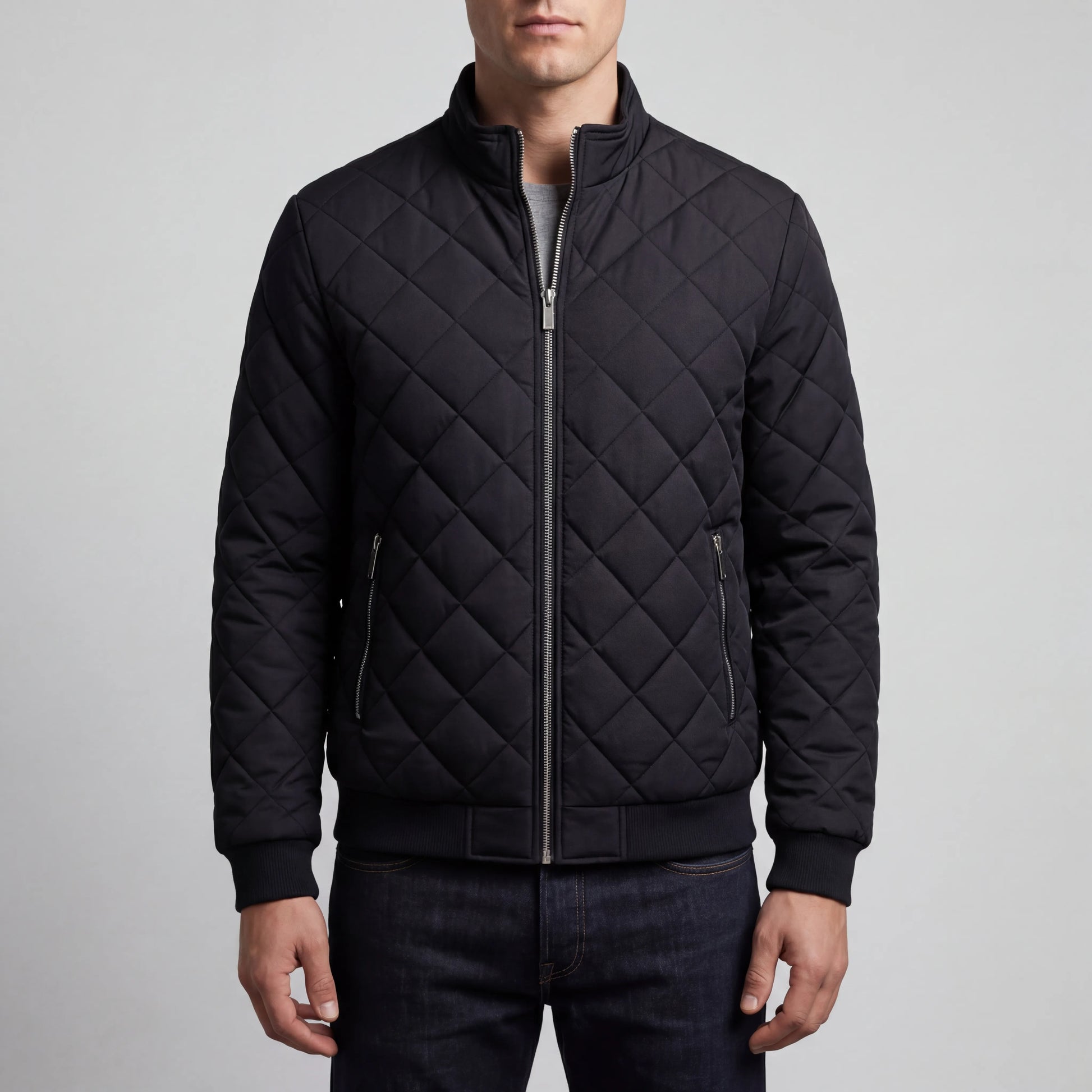 Velthorpe - Quilted Diamond-Pattern Bomber Jacket