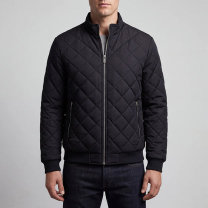 Velthorpe - Quilted Diamond-Pattern Bomber Jacket