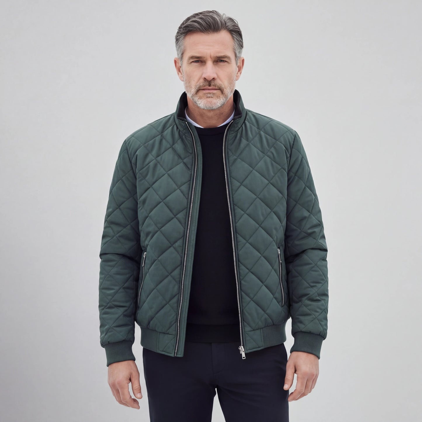 Velthorpe - Quilted Diamond-Pattern Bomber Jacket