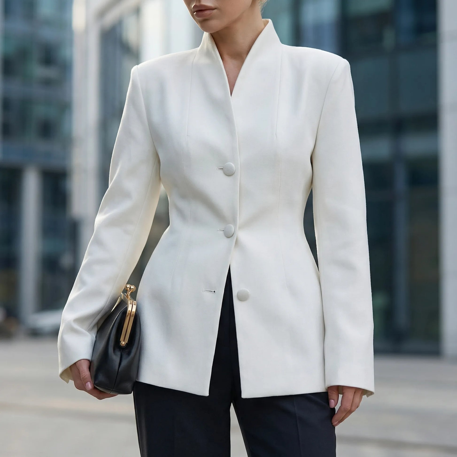Veltora | Stand Collar Longline Blazer