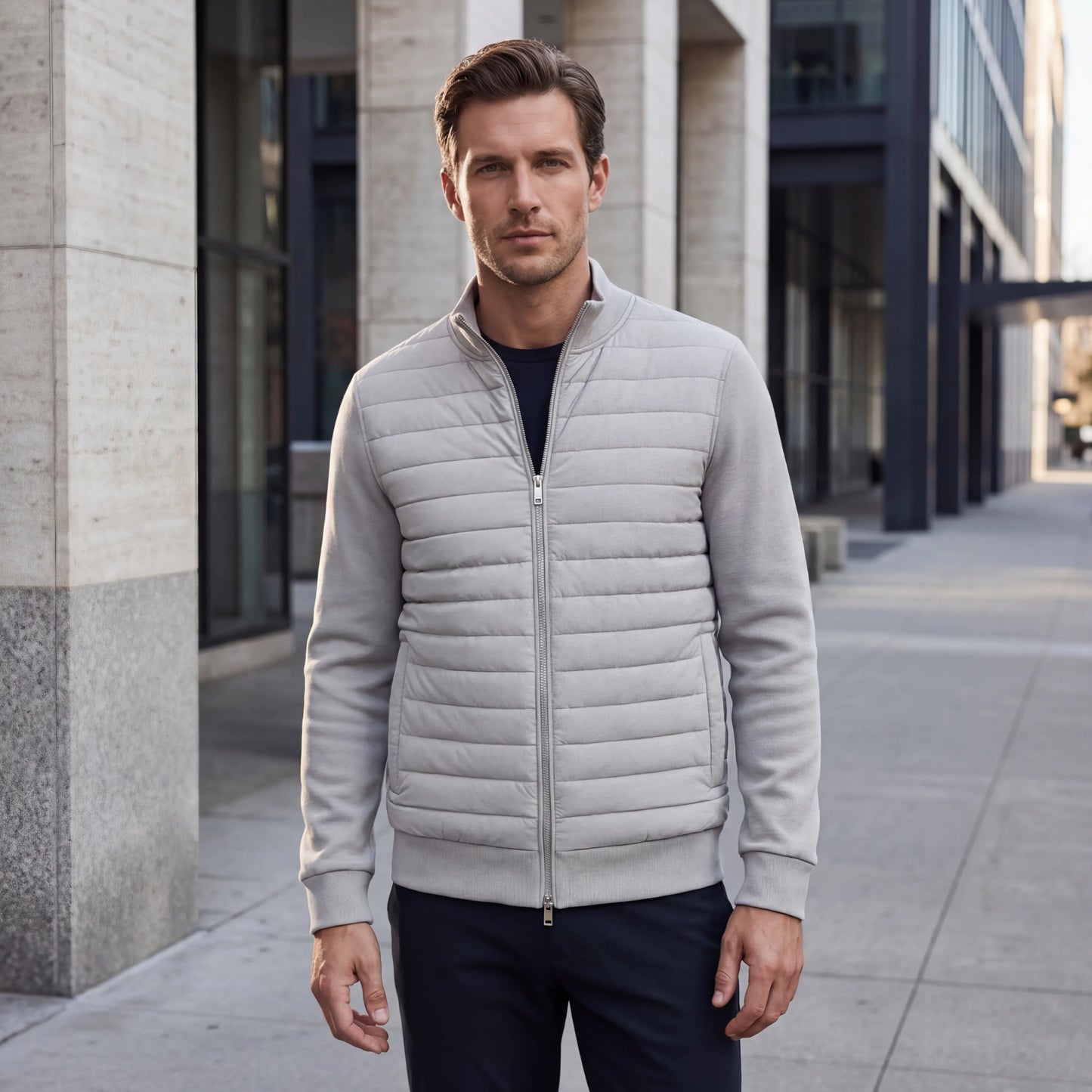 Velturo - Quilted Body Bomber Hybrid Jacket