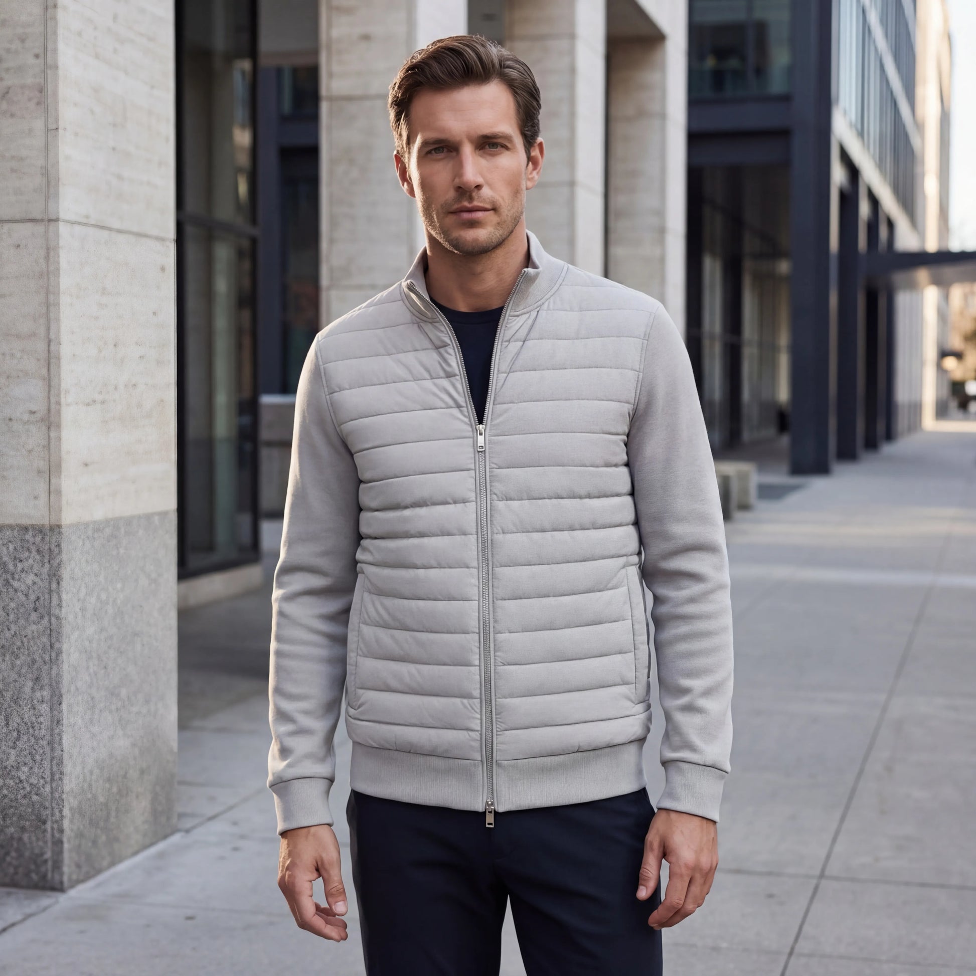Velturo - Quilted Body Bomber Hybrid Jacket
