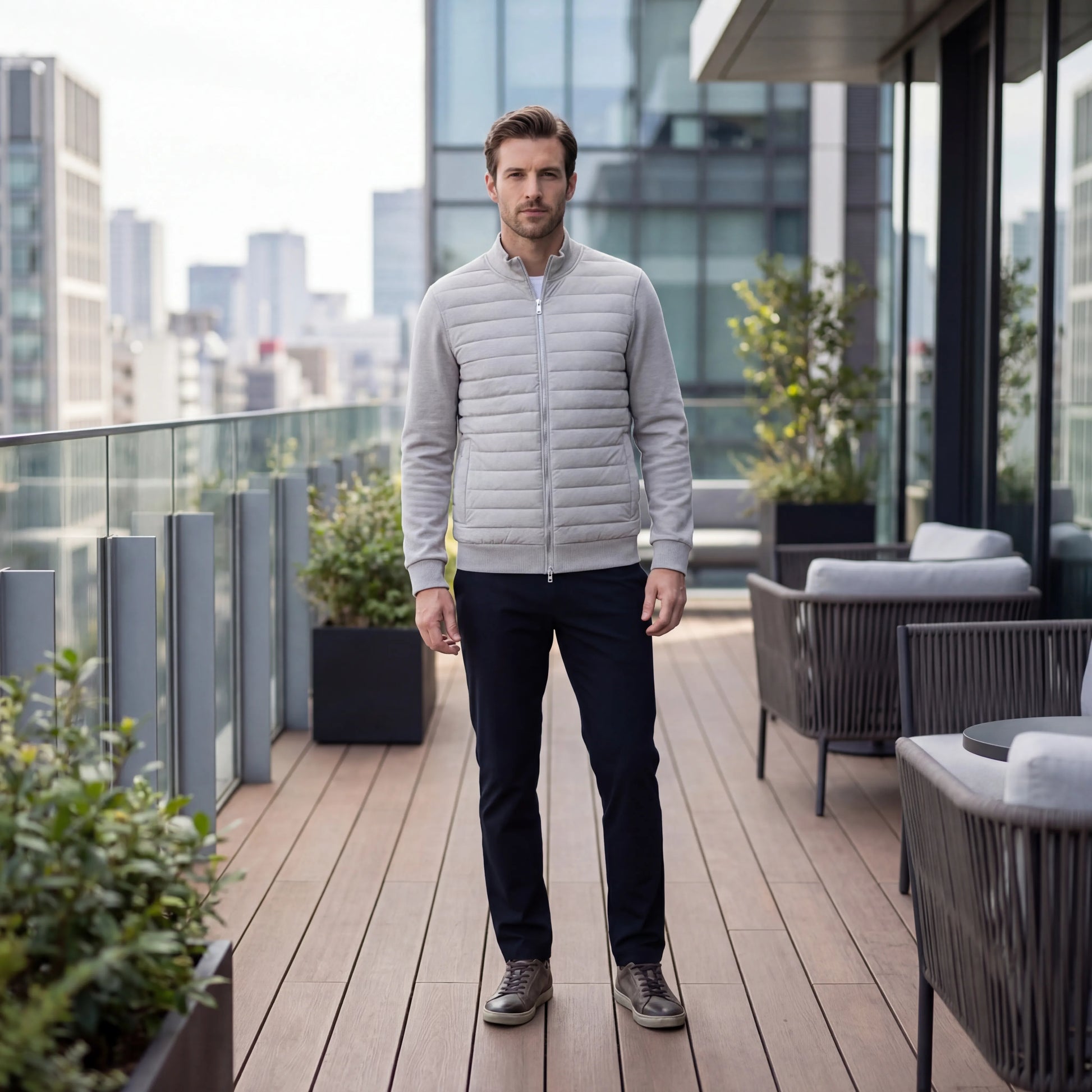 Velturo - Quilted Body Bomber Hybrid Jacket