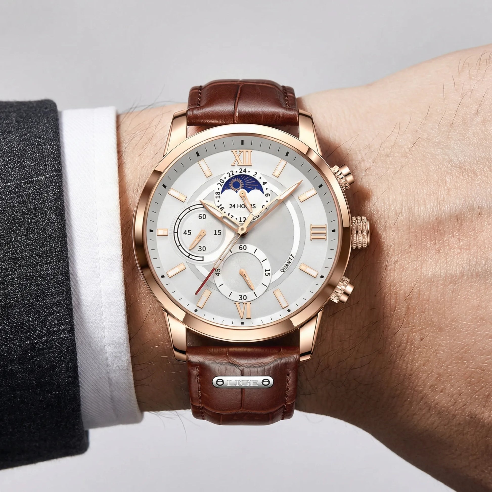 Velurex - Rose Gold Chronograph Dress Watch