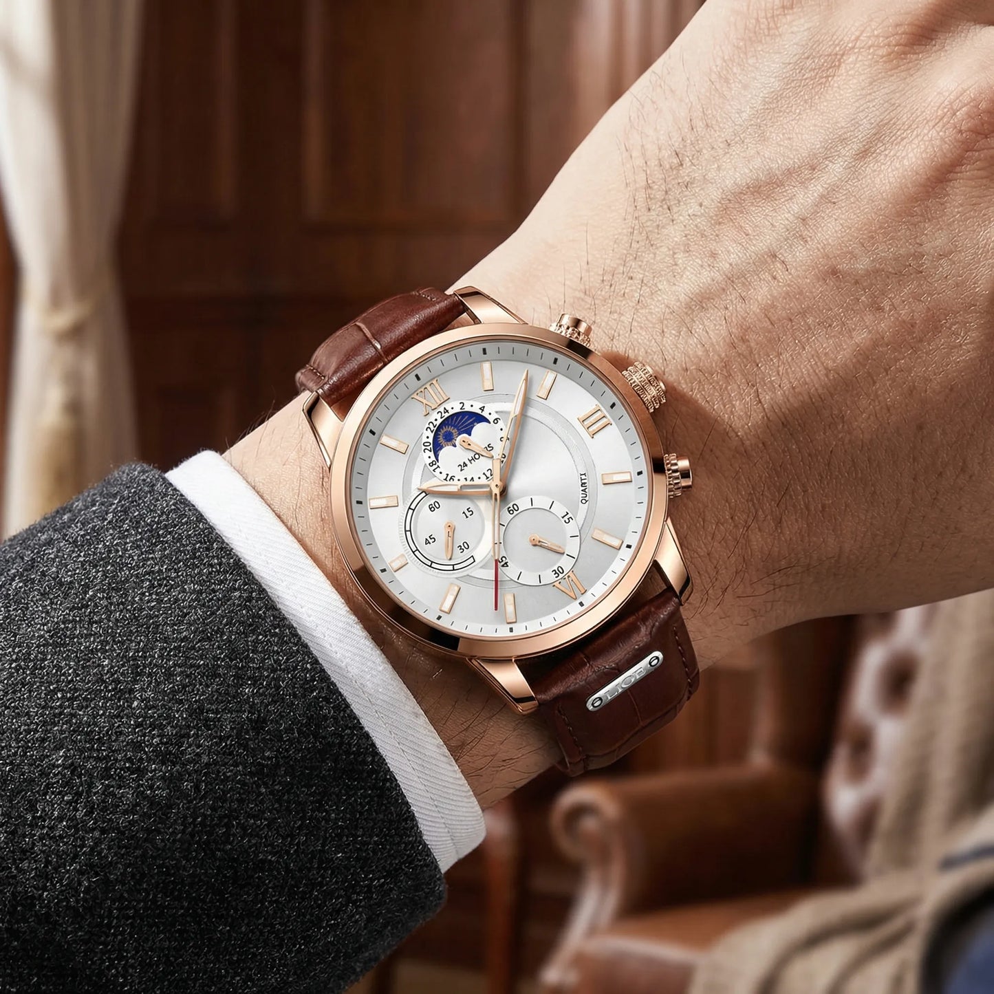Velurex - Rose Gold Chronograph Dress Watch