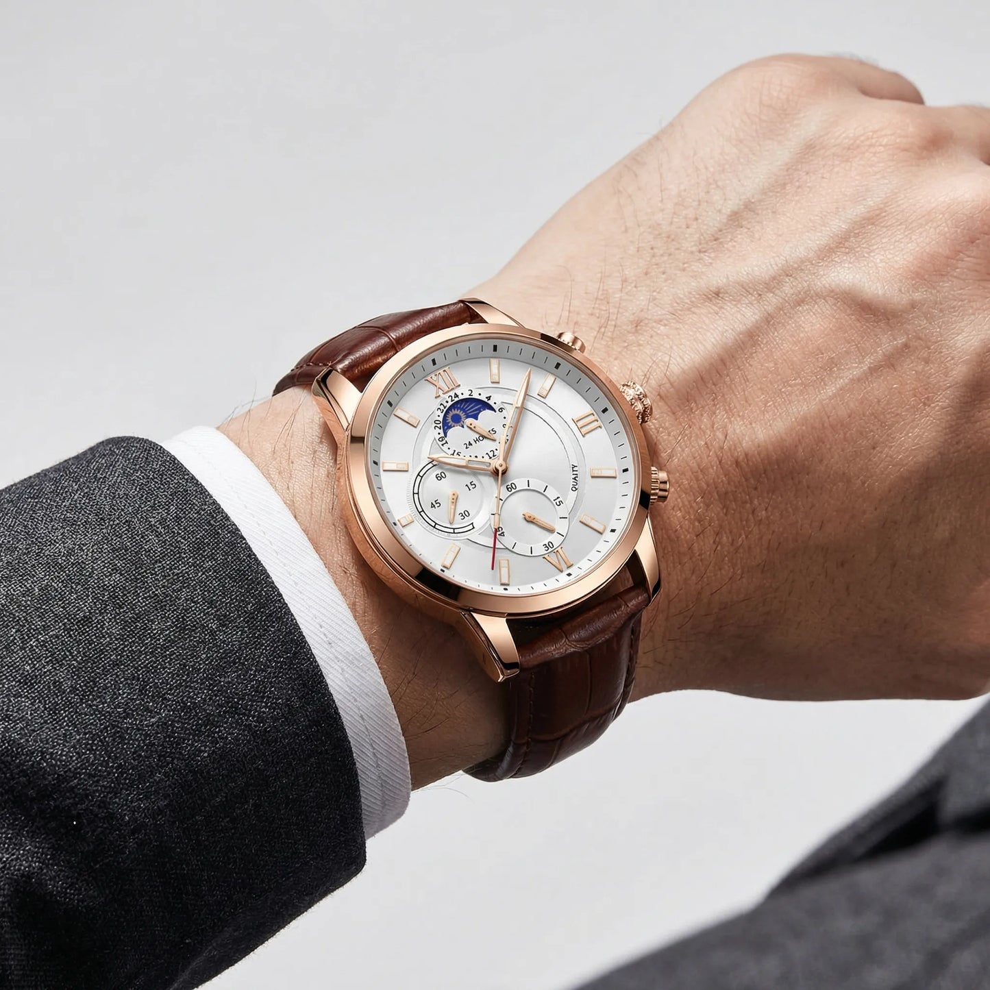 Velurex - Rose Gold Chronograph Dress Watch