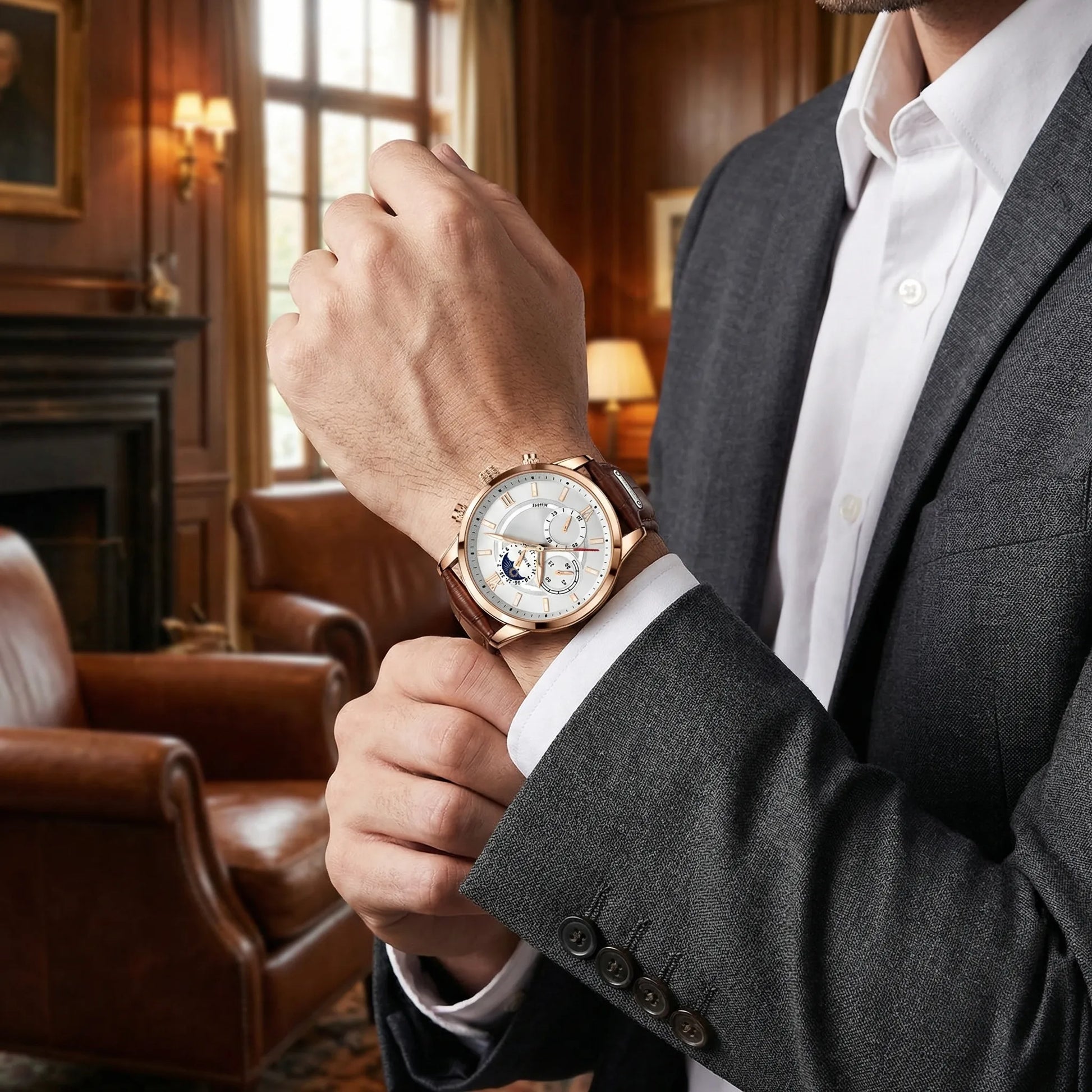 Velurex - Rose Gold Chronograph Dress Watch