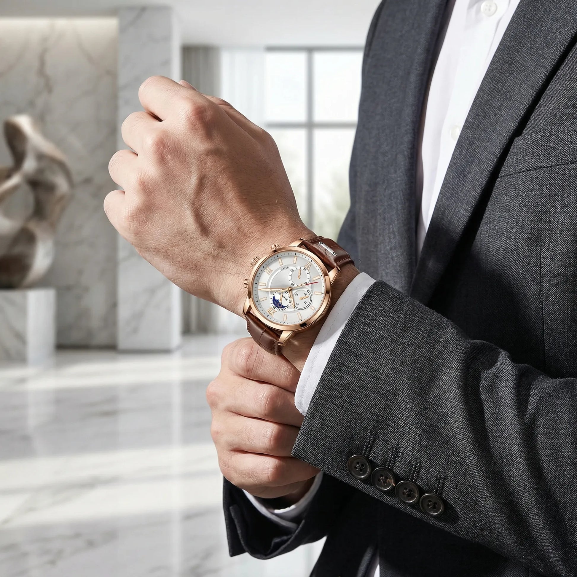 Velurex - Rose Gold Chronograph Dress Watch