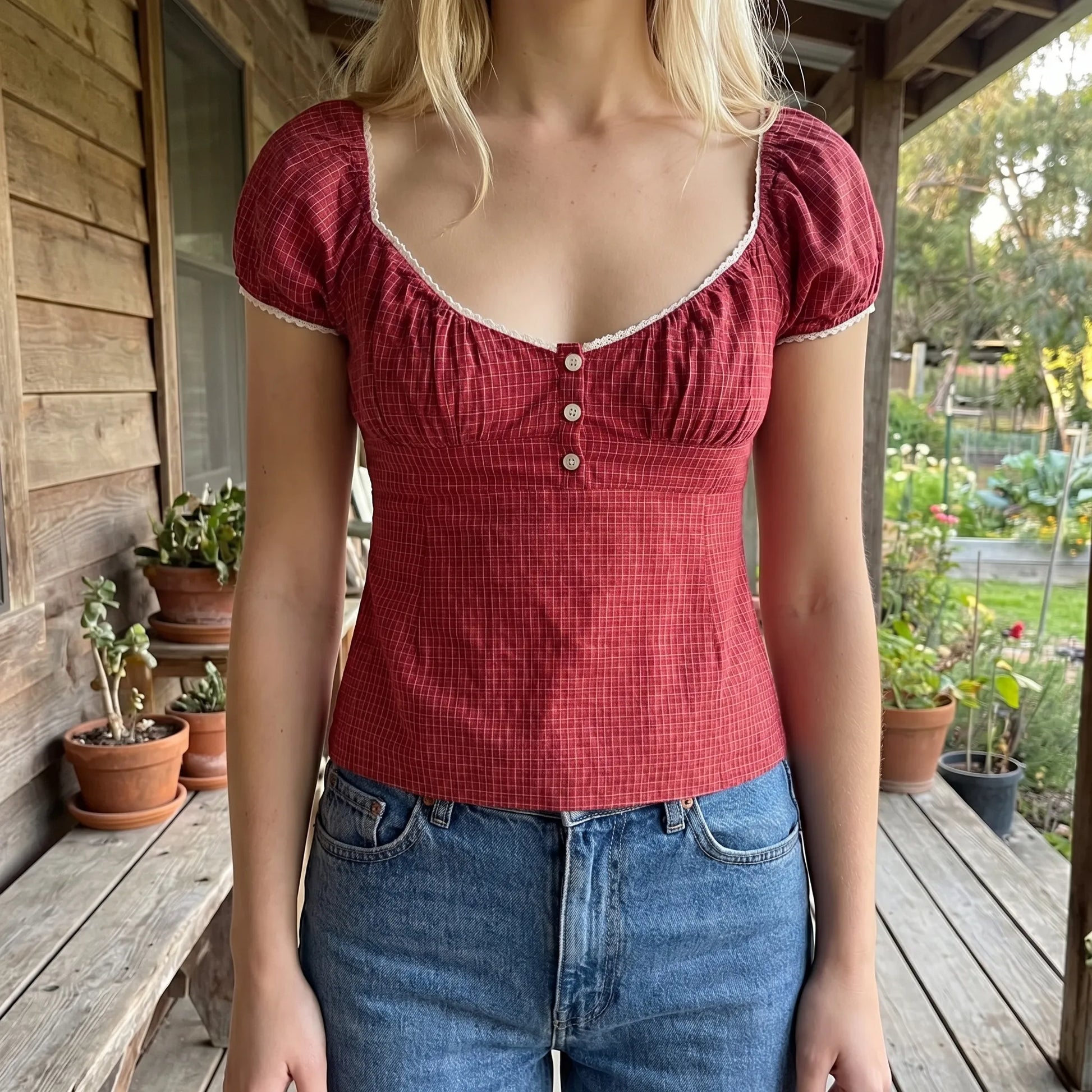 Velvara | Slim Fit Plaid Crop Top