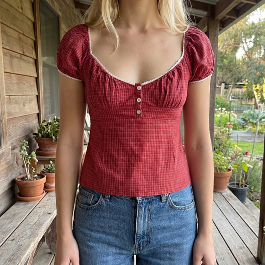 Velvara | Slim Fit Plaid Crop Top