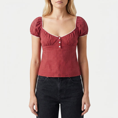 Velvara | Slim Fit Plaid Crop Top