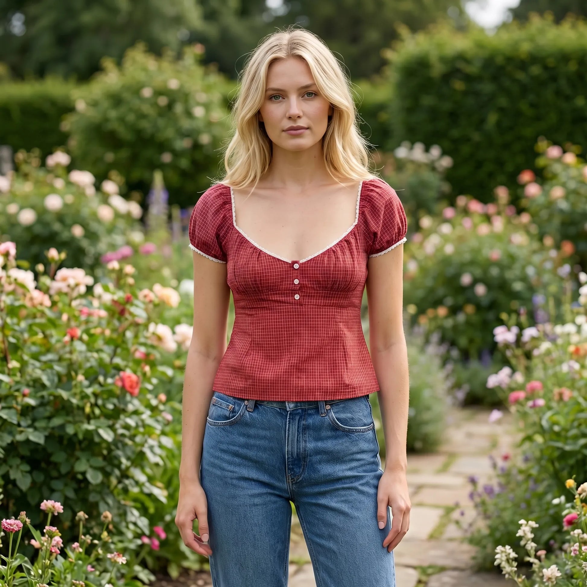 Velvara | Slim Fit Plaid Crop Top