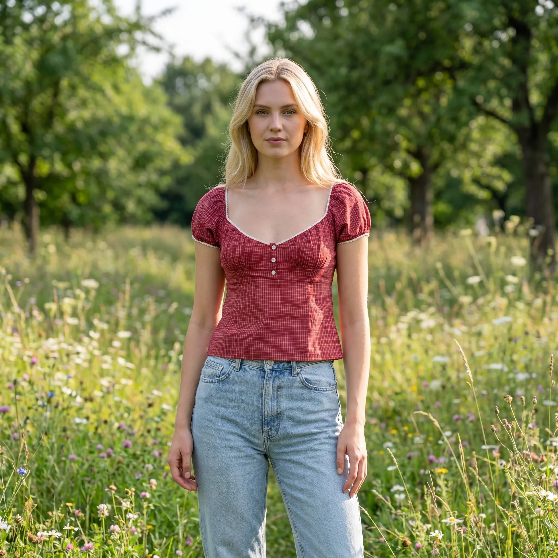 Velvara | Slim Fit Plaid Crop Top