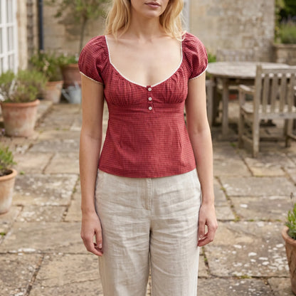 Velvara | Slim Fit Plaid Crop Top