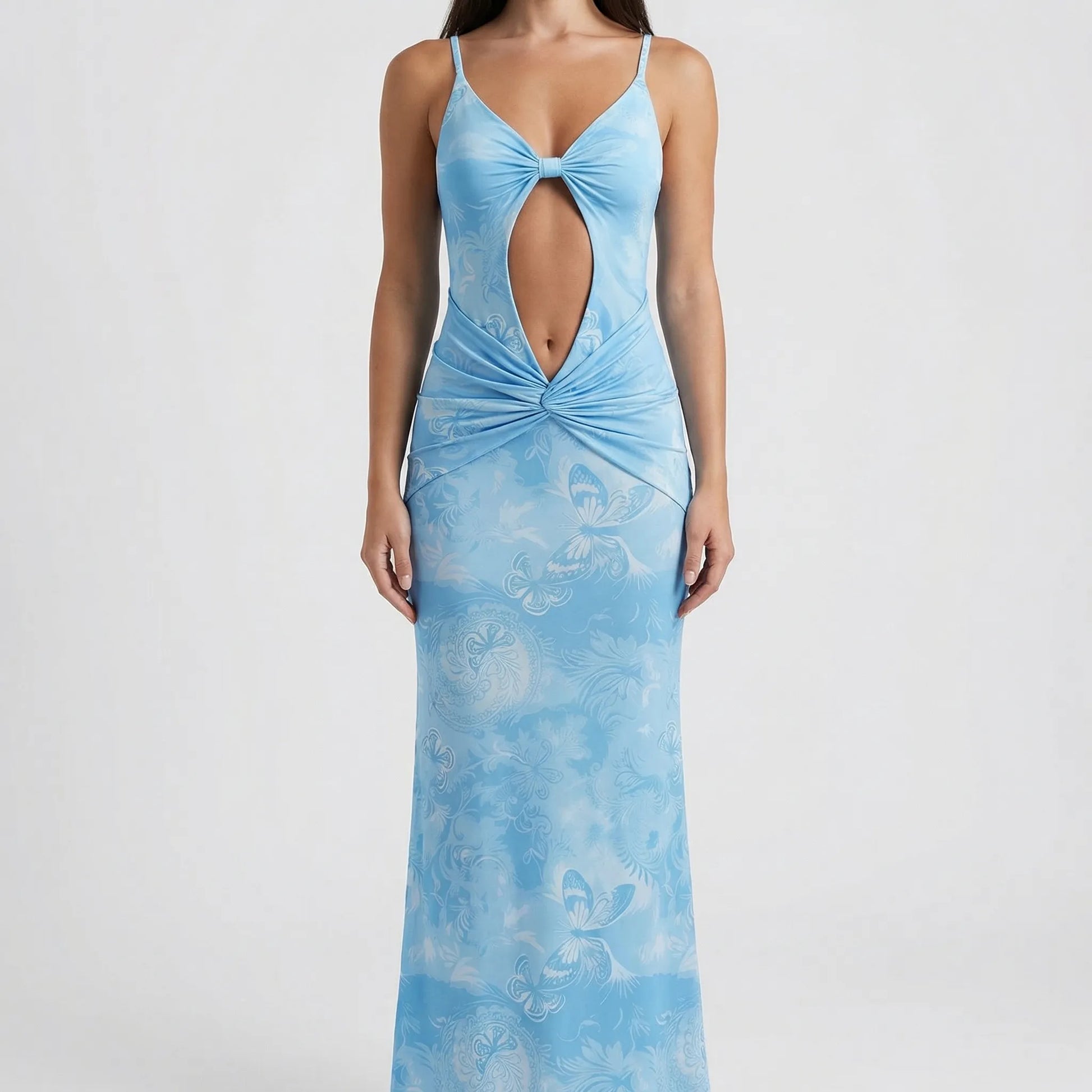 Velvaya - Slim-Fit Printed Maxi Slip Dress