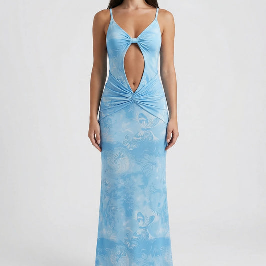 Velvaya - Slim-Fit Printed Maxi Slip Dress