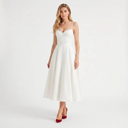 Velvoria | Fitted Corset-Bodice Midi Dress