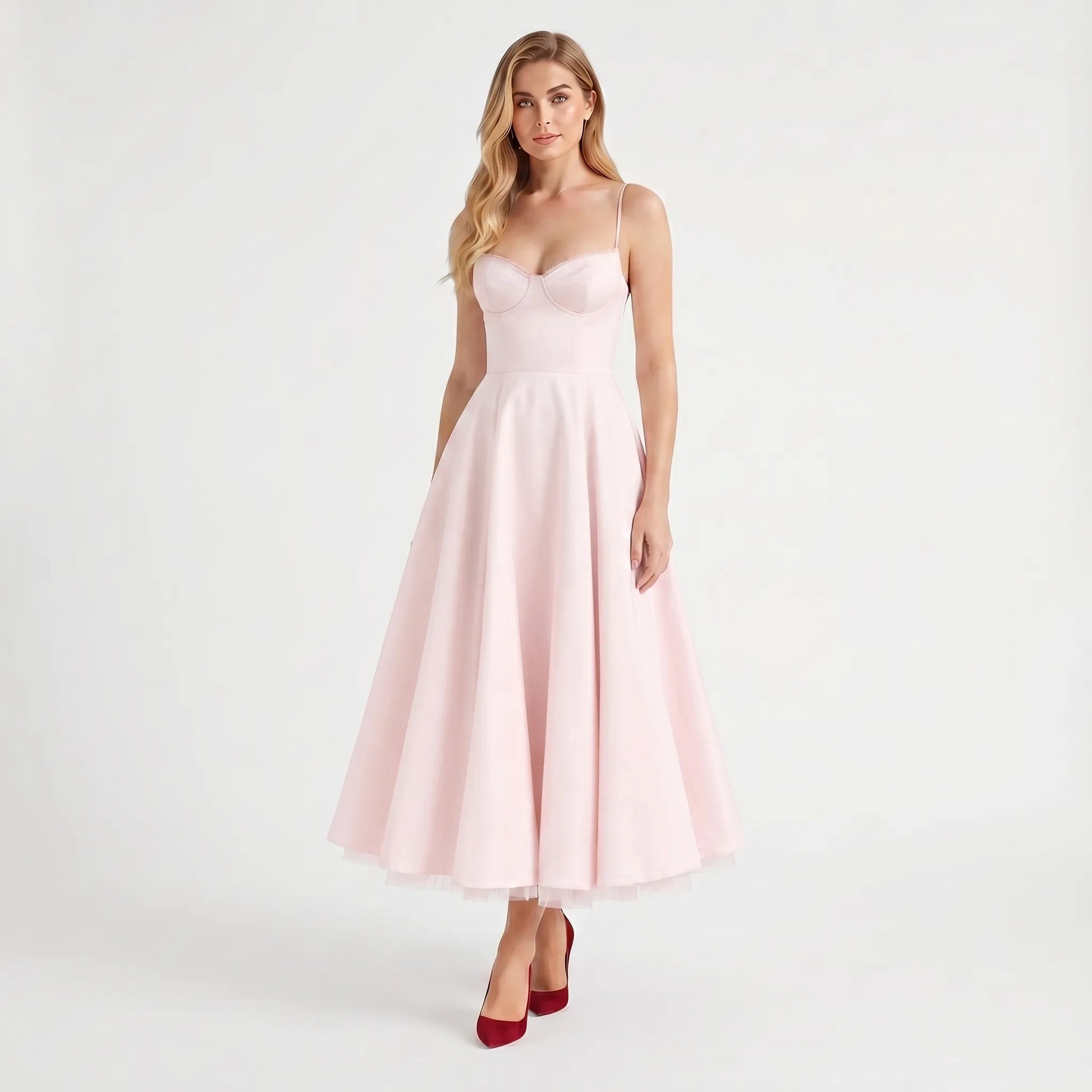 Velvoria | Fitted Corset-Bodice Midi Dress