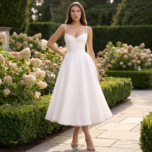 Velvoria | Fitted Corset-Bodice Midi Dress