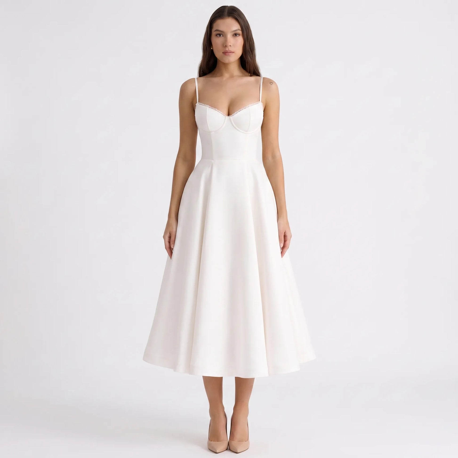 Velvoria | Fitted Corset-Bodice Midi Dress