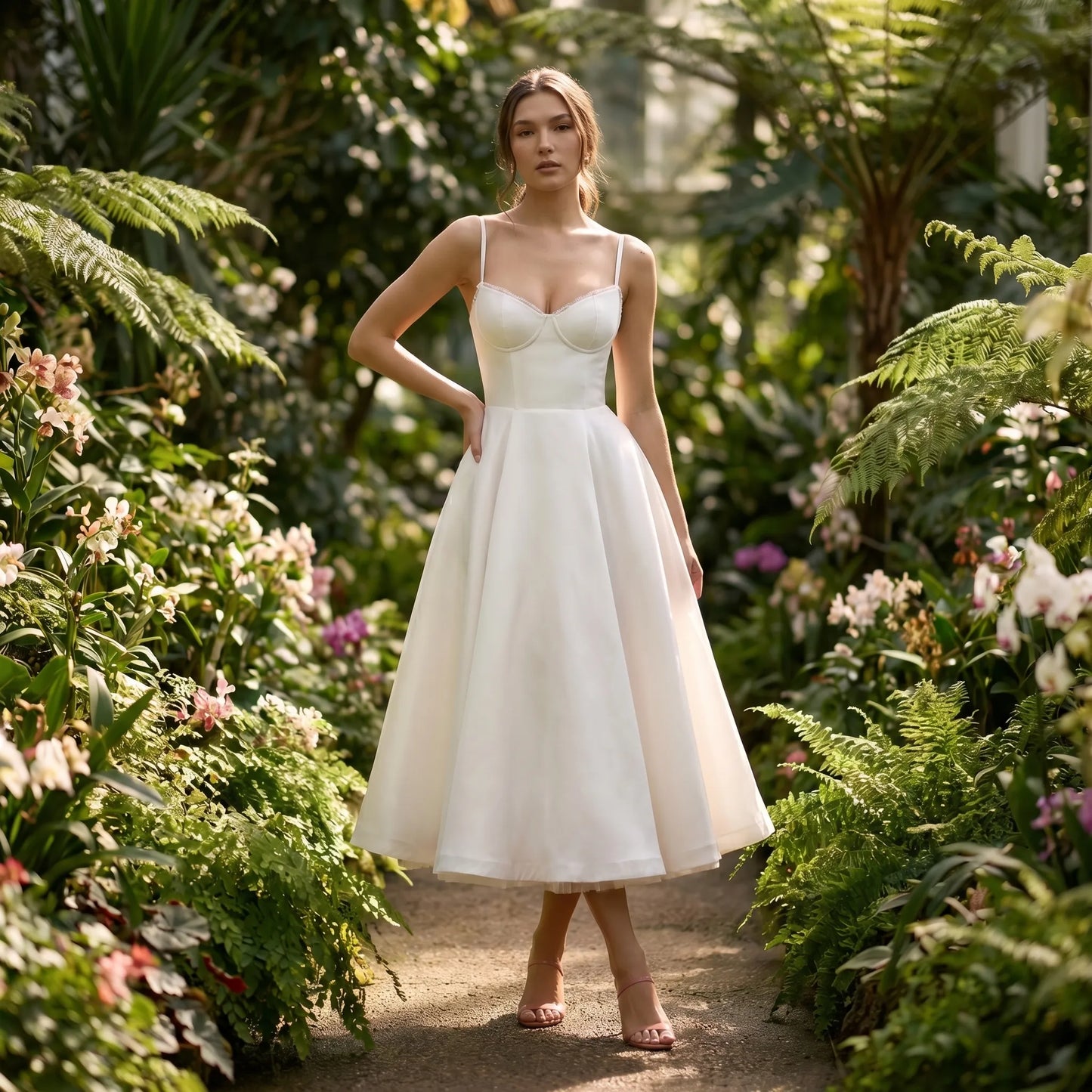 Velvoria | Fitted Corset-Bodice Midi Dress