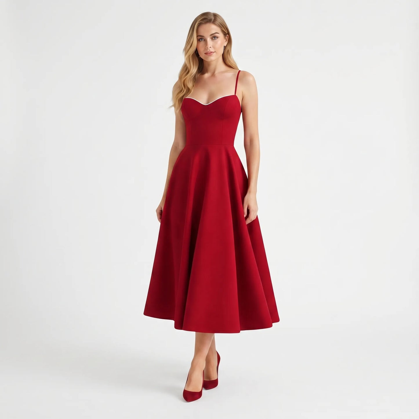 Velvoria | Fitted Corset-Bodice Midi Dress