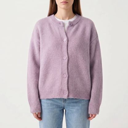 Velvura | Loose-Fit Polo Collar Knit Cardigan