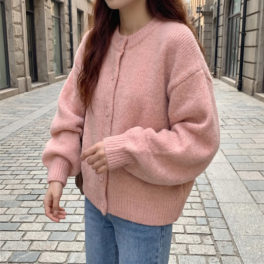 Velvura | Loose-Fit Polo Collar Knit Cardigan