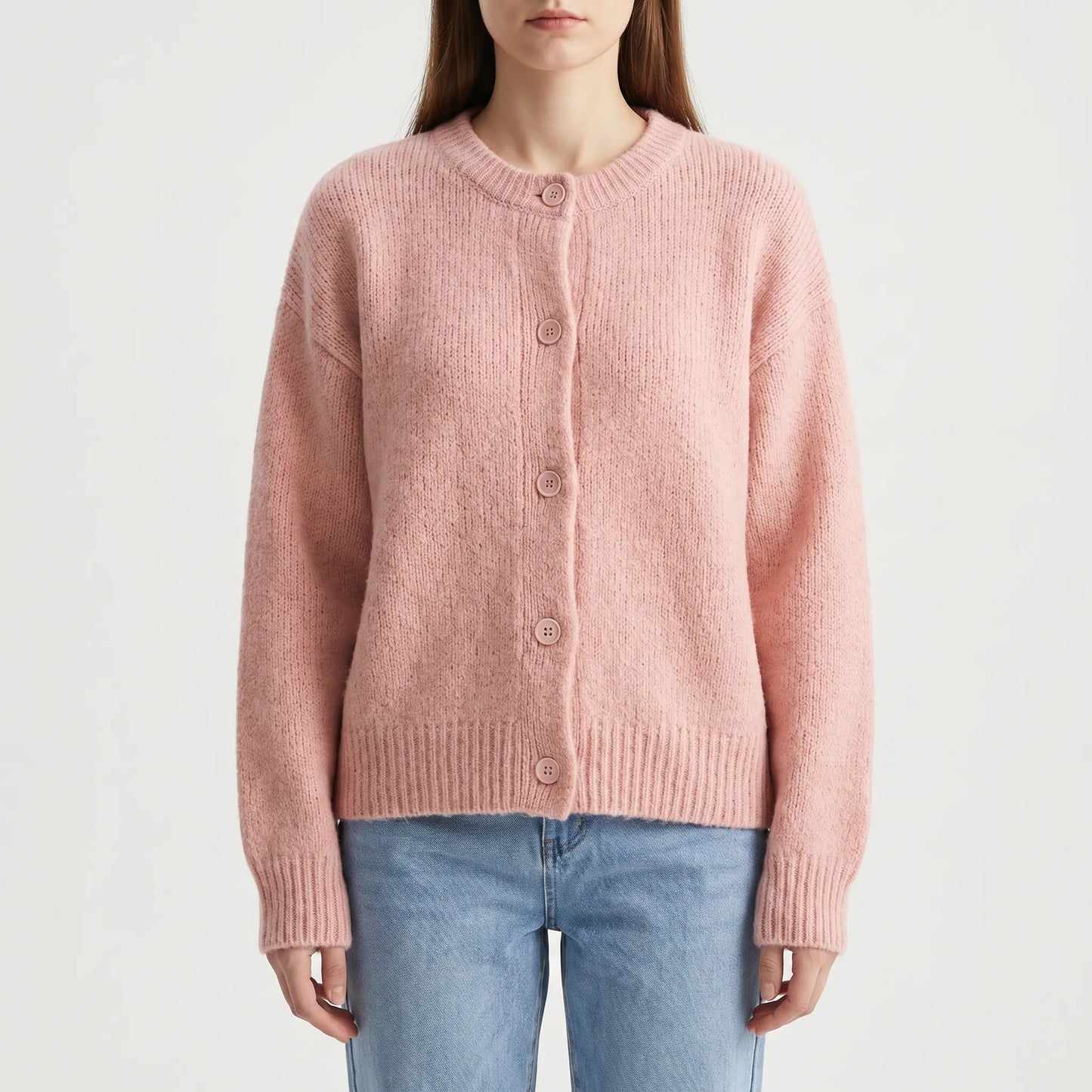Velvura | Loose-Fit Polo Collar Knit Cardigan