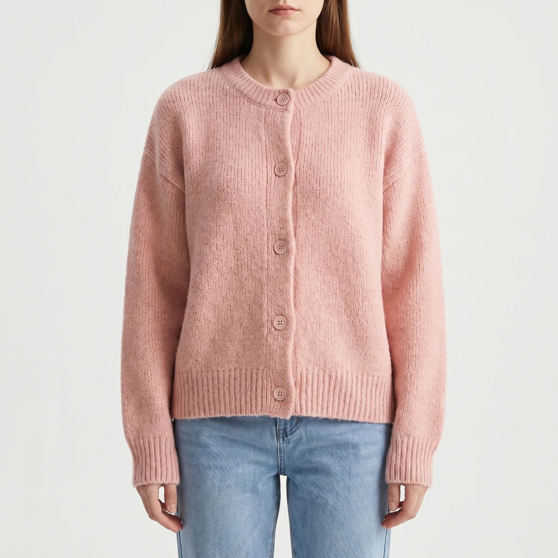 Velvura | Loose-Fit Polo Collar Knit Cardigan