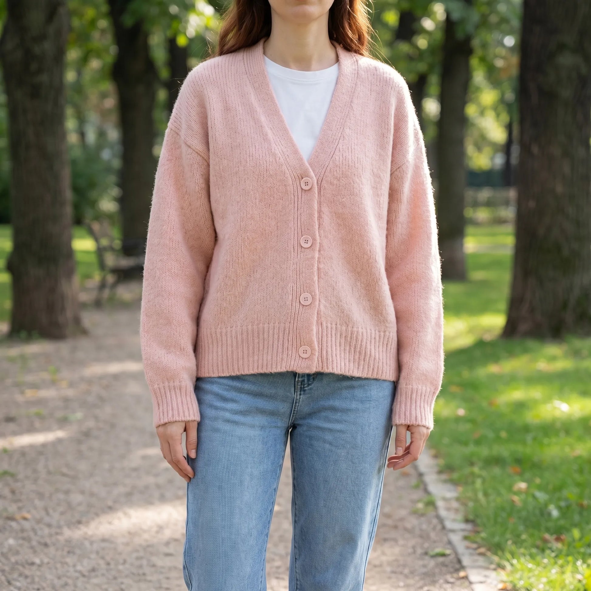 Velvura | Loose-Fit Polo Collar Knit Cardigan