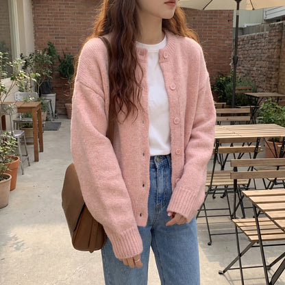 Velvura | Loose-Fit Polo Collar Knit Cardigan