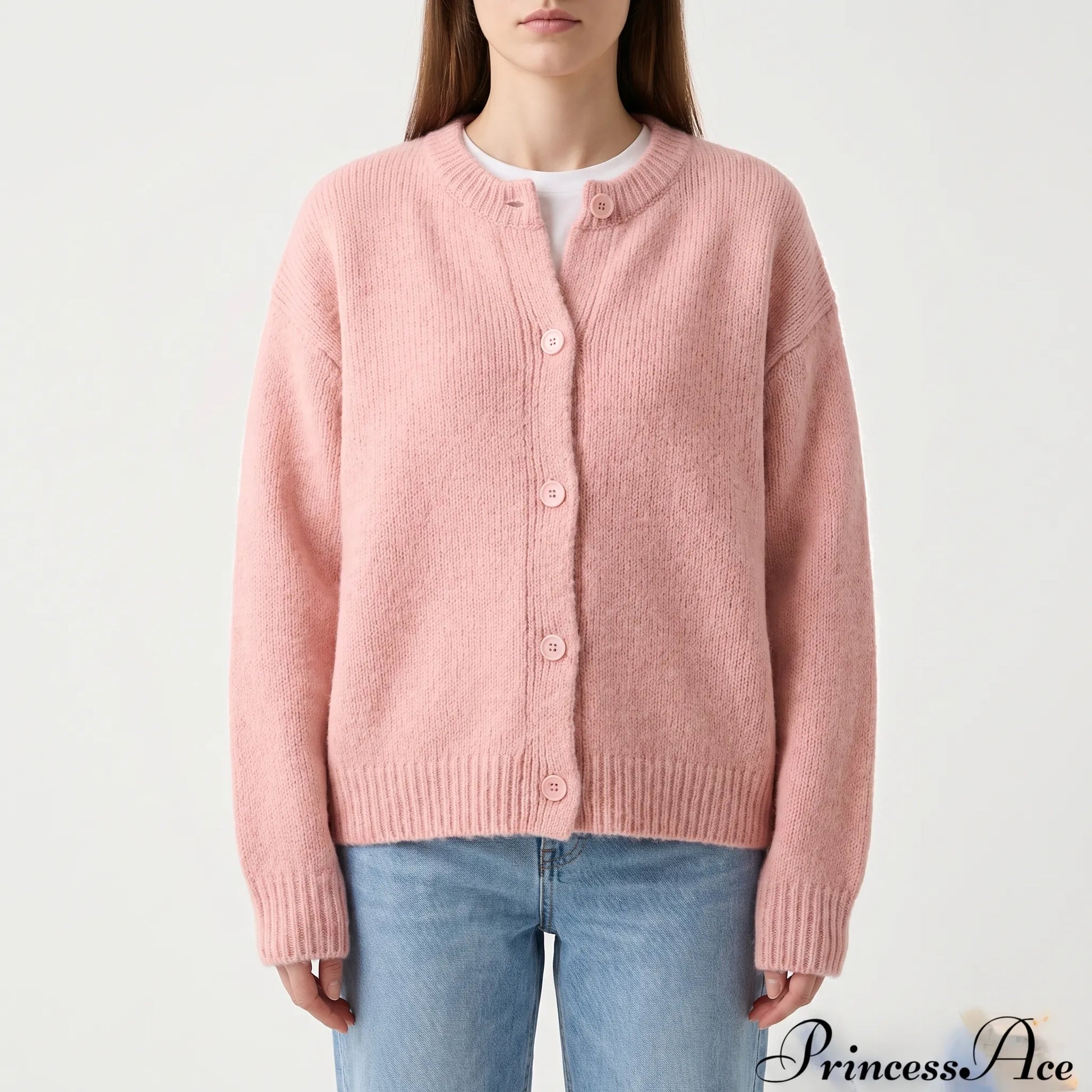 Velvura | Loose-Fit Polo Collar Knit Cardigan
