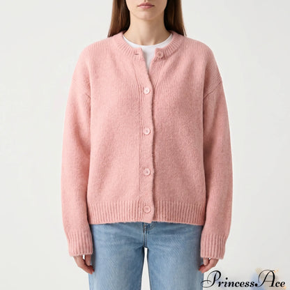 Velvura | Loose-Fit Polo Collar Knit Cardigan