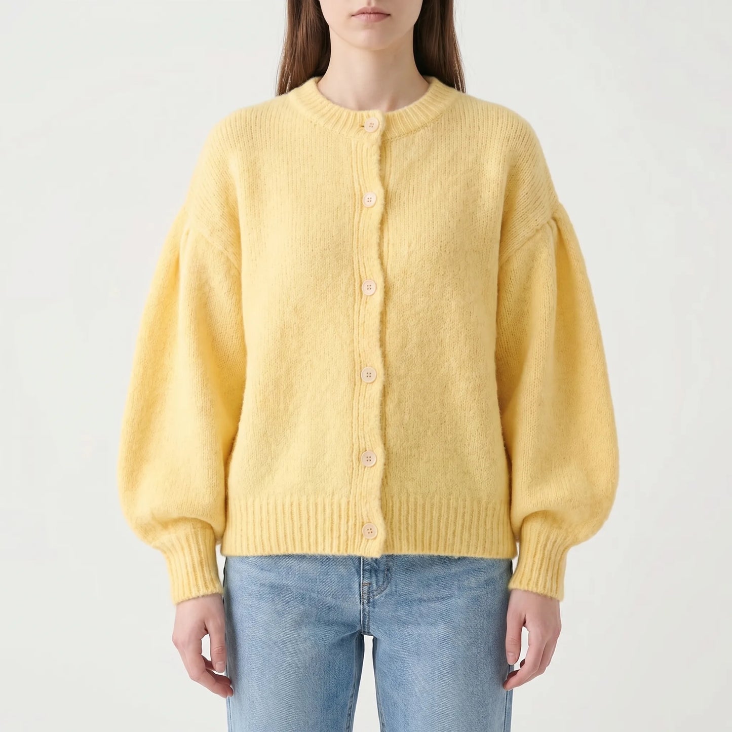 Velvura | Loose-Fit Polo Collar Knit Cardigan
