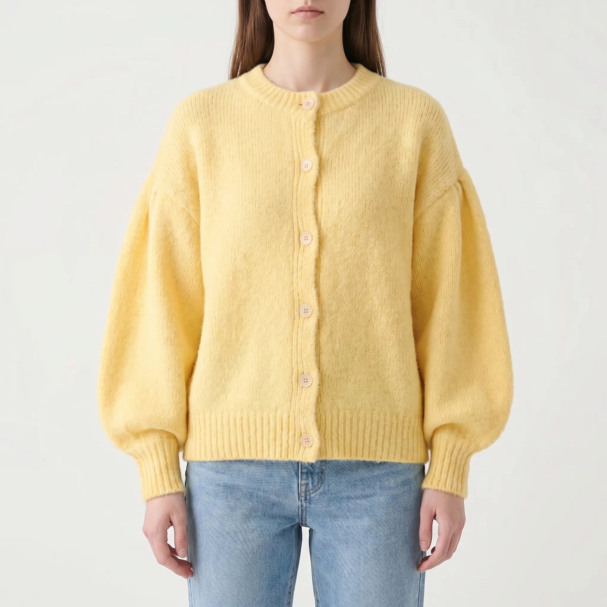 Velvura | Loose-Fit Polo Collar Knit Cardigan