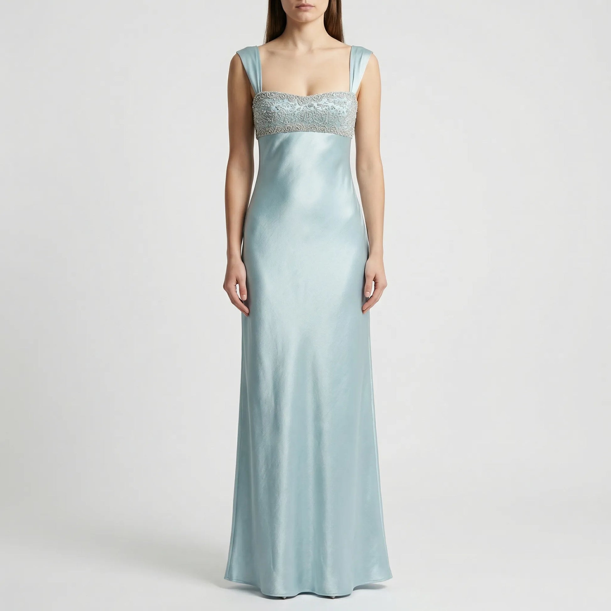 Velyrna - Sleeveless Rhinestone-Embellished Maxi Dress